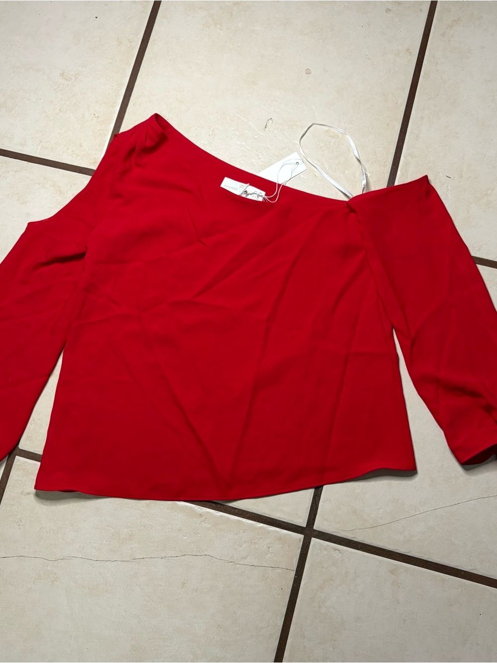 Amanda uprichard Bright Red Off-Shoulder Blouse NWT XS